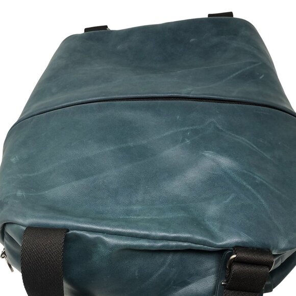 Kipling Large Blue-Green Teal Bowling Tote Bag Adjustable Strap Zipper Purse - Picture 8 of 8